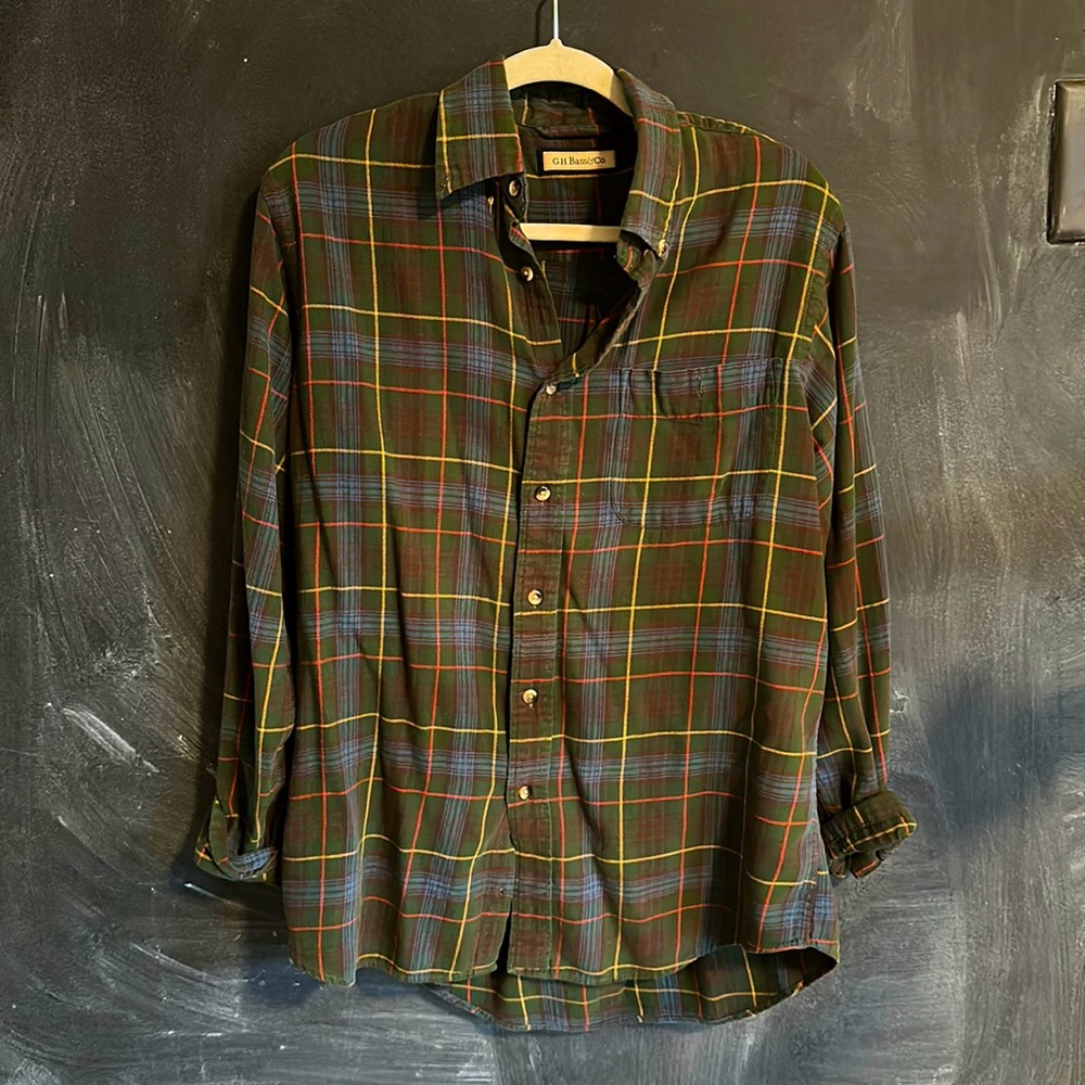 Soft plaid button down shirt, size medium, unisex